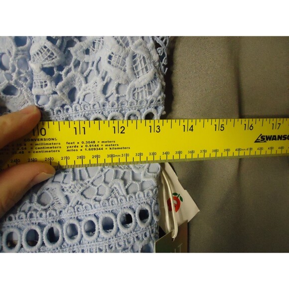 Forever 21 Floral Lace Embroidery Knit Dress Size Small Baby Blue Party Elegant - Picture 7 of 9